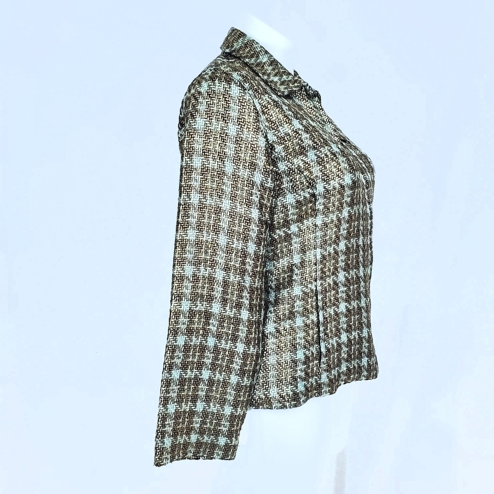 Chico's Gold & Blue Woven Zip Blazer Jacket - Picture 3 of 9